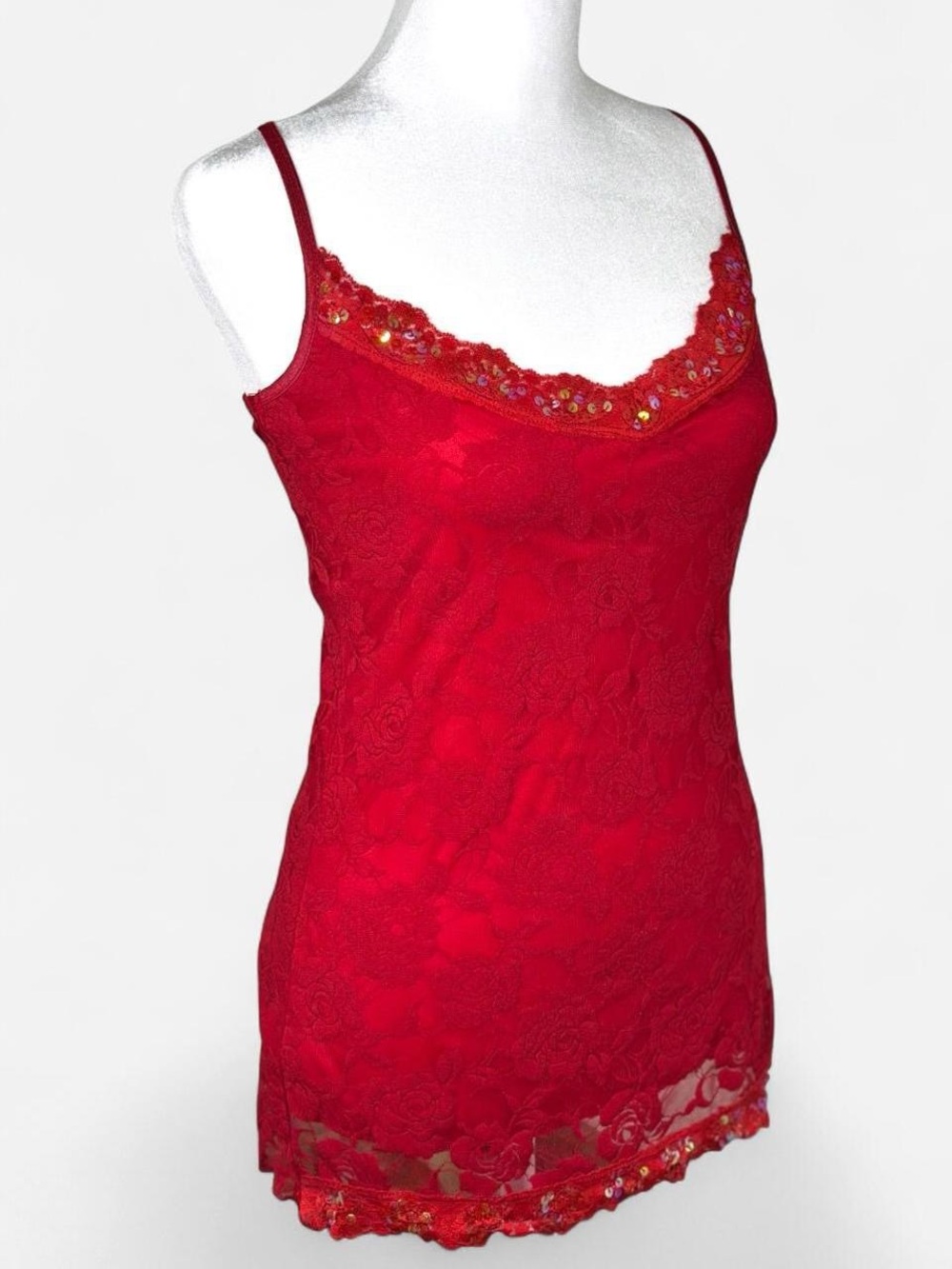 Vintage Y2K Lace Sequin Cami, Size Small